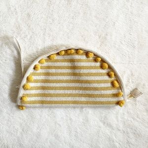 America & Beyond | Beige/Yellow Striped Half Moon Clutch Pouch/Wristlet *NWT*